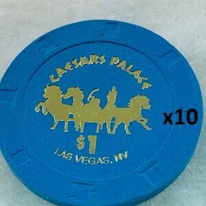 Lucky Lot of 10 Caesars Palace Casino Chip Las Vegas $1 x 10 Lucky Gift Stack